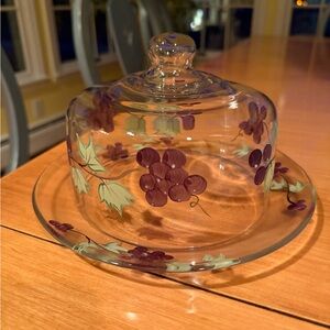 Glass Cheese Dome with Grape Design